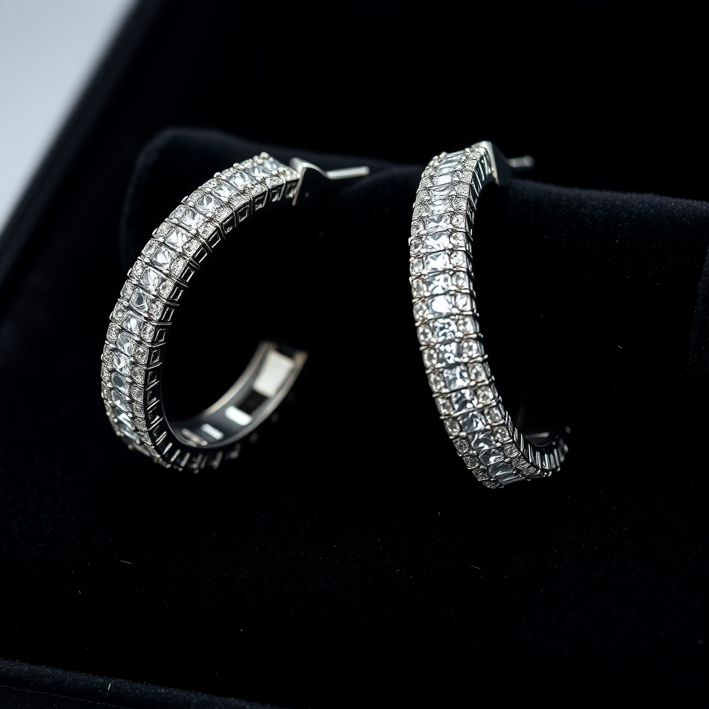 Moissanite pave hoops