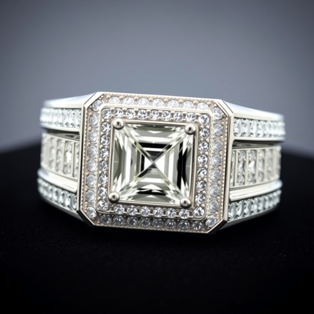 Men's moissanite signet ring